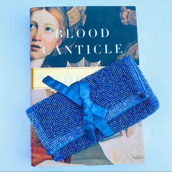 Beaded Blue Makeup Bag - Picture 1 of 6